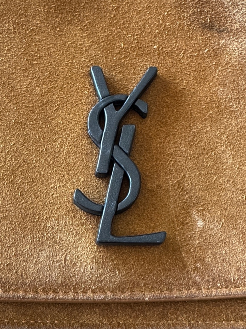 Saint Laurent Brown Suede Crossbody Bag with Black YSL Hardware (pre-loved) - Picture 2 of 15